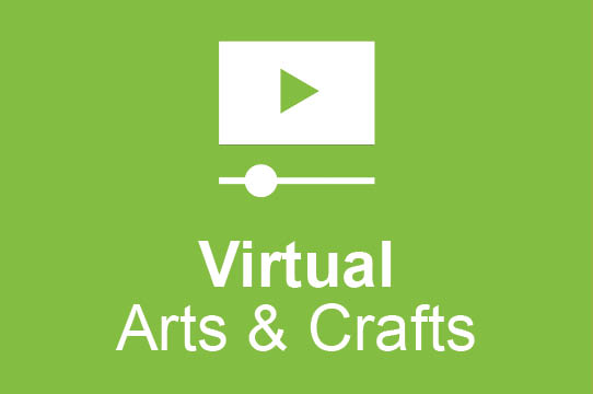 virtual arts and crafts text with video arrow