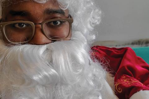 Santa wearing glasses