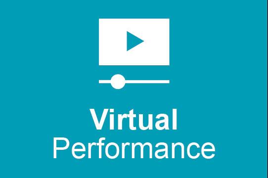 Image of play arrow used for videos with text Virtual Performance